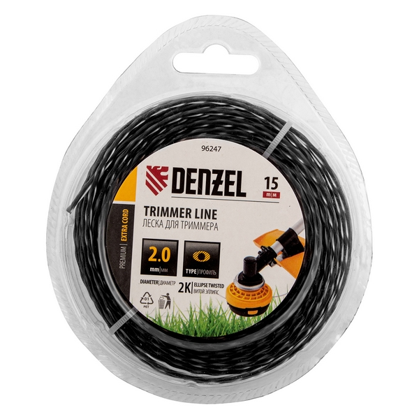 Леска для садовых триммеров Denzel EXTRA CORD 96247 (2 мм, 15 м, эллипс)